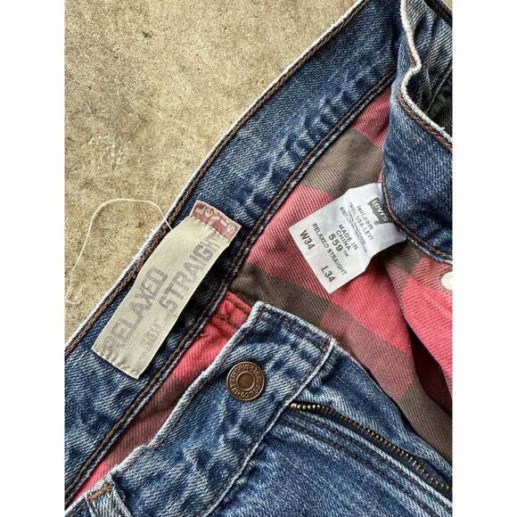 2008 Levis 559 Flannel Lined Straight Leg Relaxed Jeans Size 32x31 Distressed - Picture 4 of 9